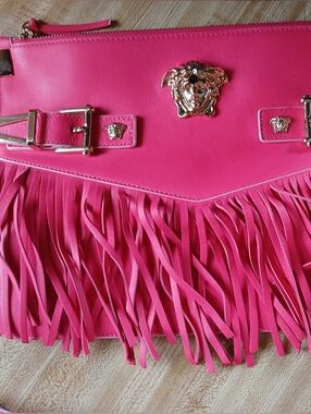 Versace Pink Fringe EUC Shoulder Bag & Dustbag